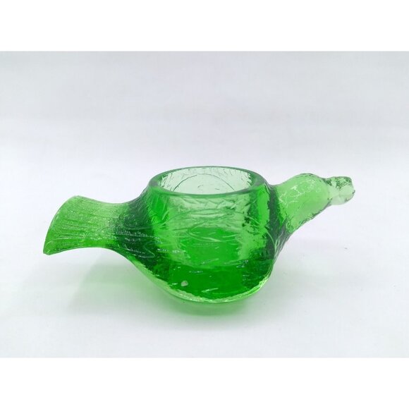 Vtg. Unmarked Possibly L. G Wright Mold Green Bird Glass Open Salt READ - Picture 2 of 14